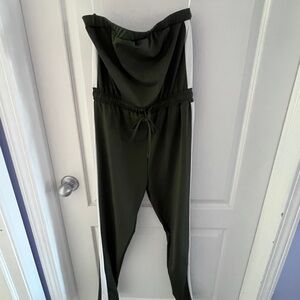 Elegant Dark Green Strapless Jumpsuit